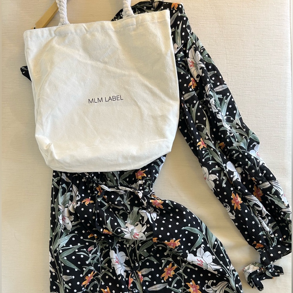 🌺 NWT MLM LABEL One Shoulder Dress Midi Sonata Black Floral Asteria Collection - Picture 6 of 9